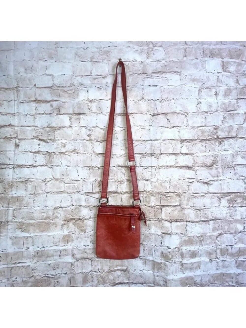 HOBO International Red Leather Crossbody Purse Boho Bag